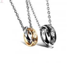 Wholesale jewelry suppliers twisted rings gold plated stainless steel pendant necklace
